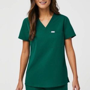 Figs Catarina Scrub Top- Hunter Green